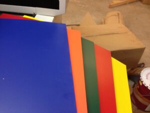 Stack of different die cut materials